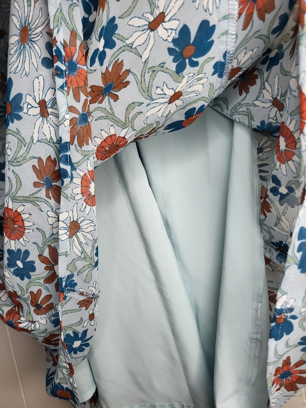Madewell Blue Floral V-Neck Mini Dress with Rust Accents - Picture 9 of 11